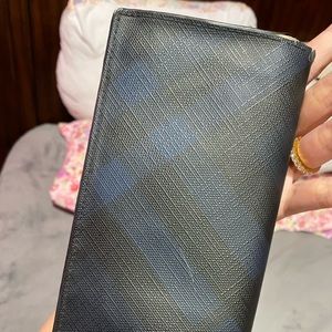 London check and leather continental wallet